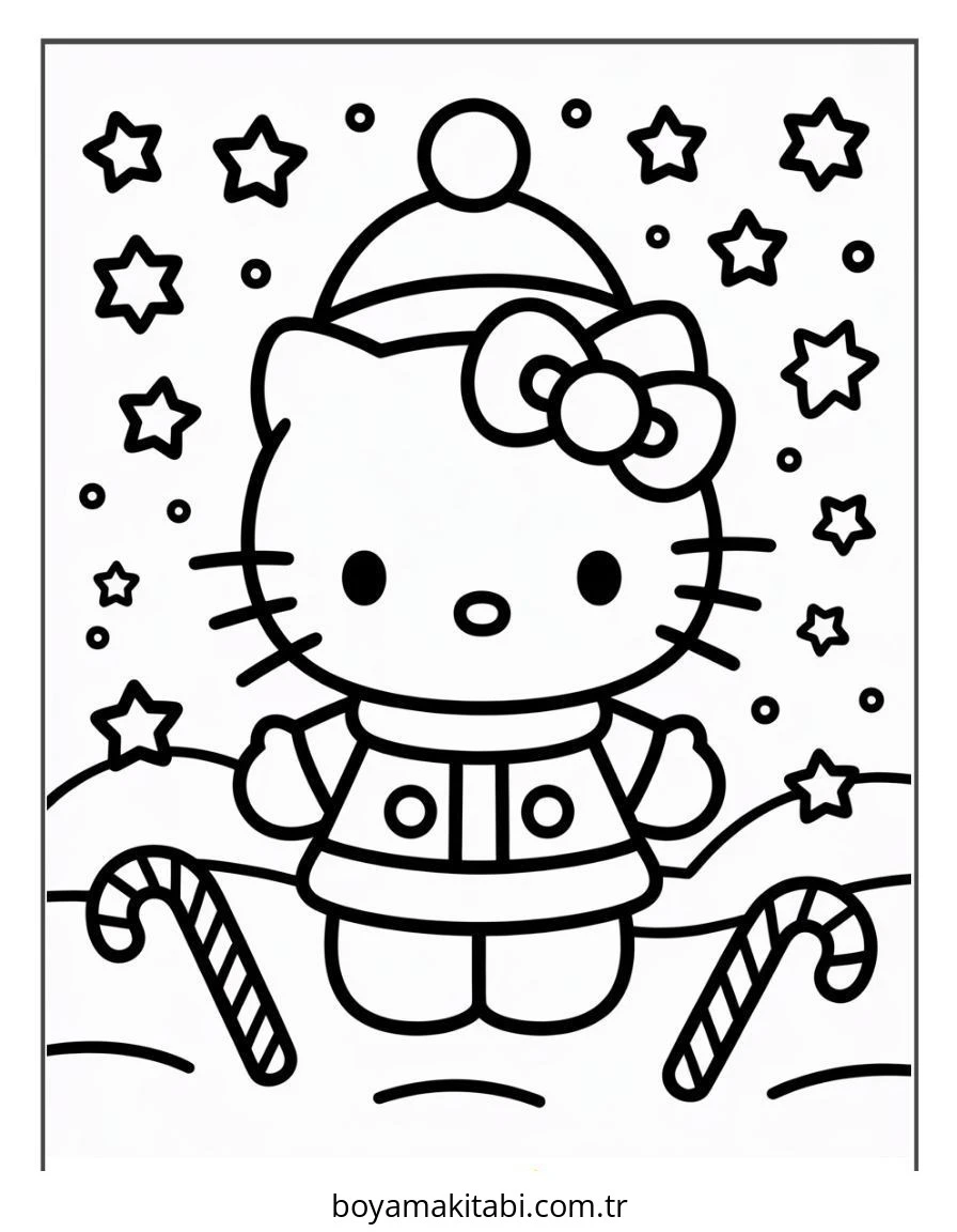 Hello Kitty boyama sayfası – eğitici aktivite, yaratıcılık