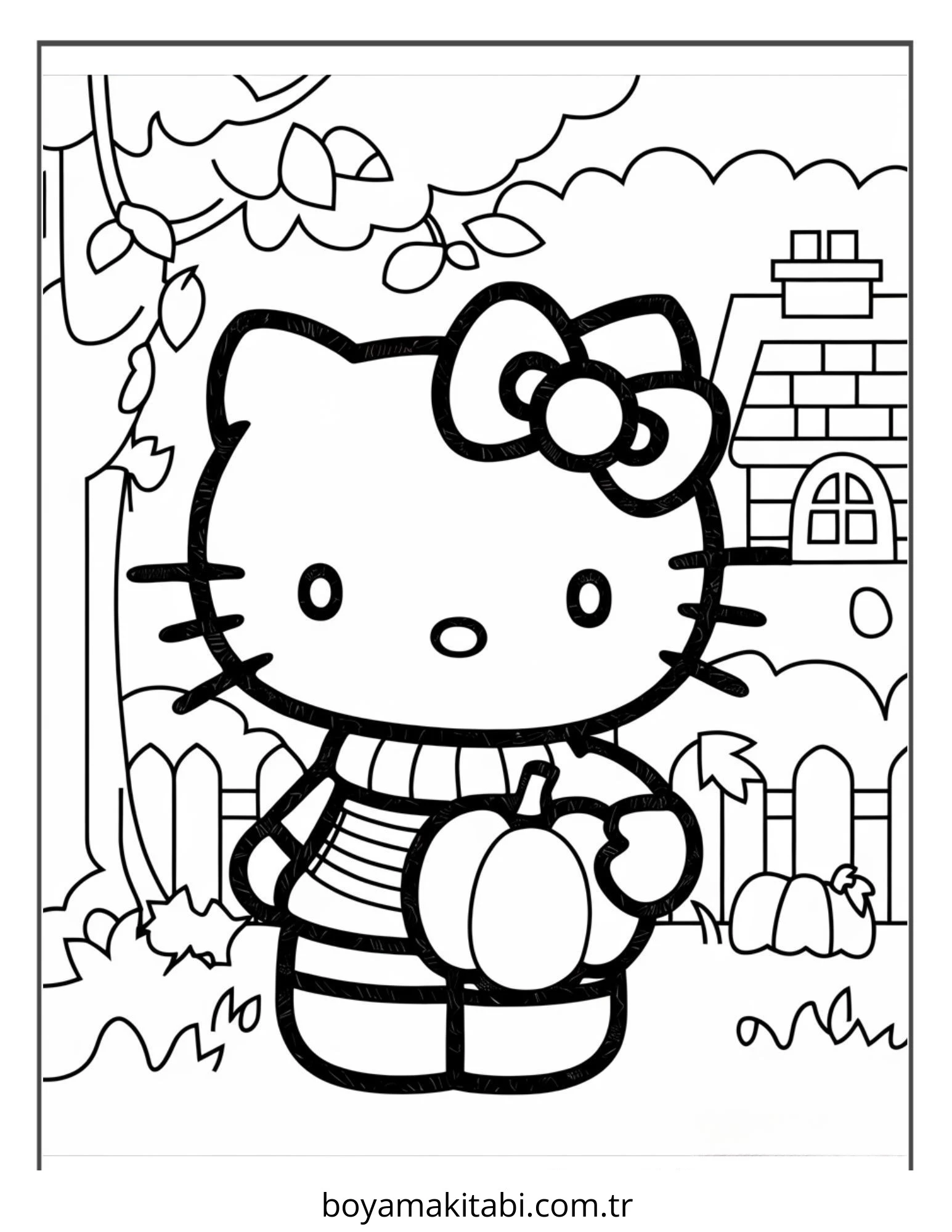 Hello Kitty boyama sayfası – el becerilerini geliştirir, boyama çalışması