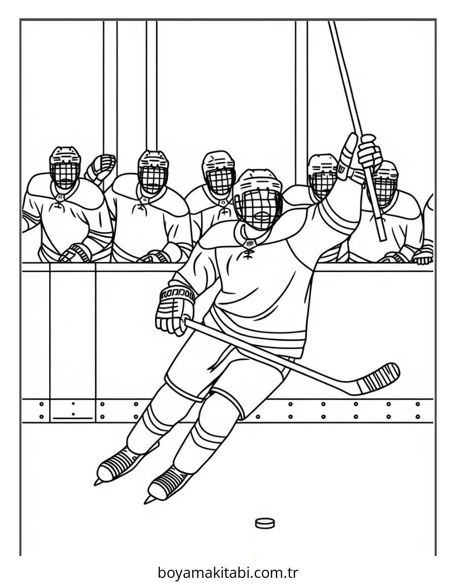 Hokey boyama sayfası – çocuk aktivitesi, PDF indir