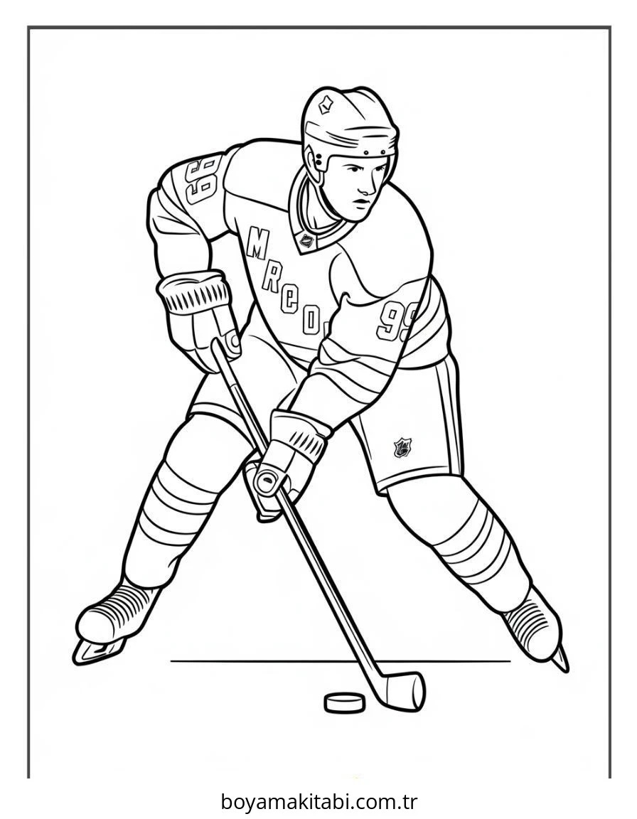 Hokey boyama sayfası – PDF indir, sevimli karakter