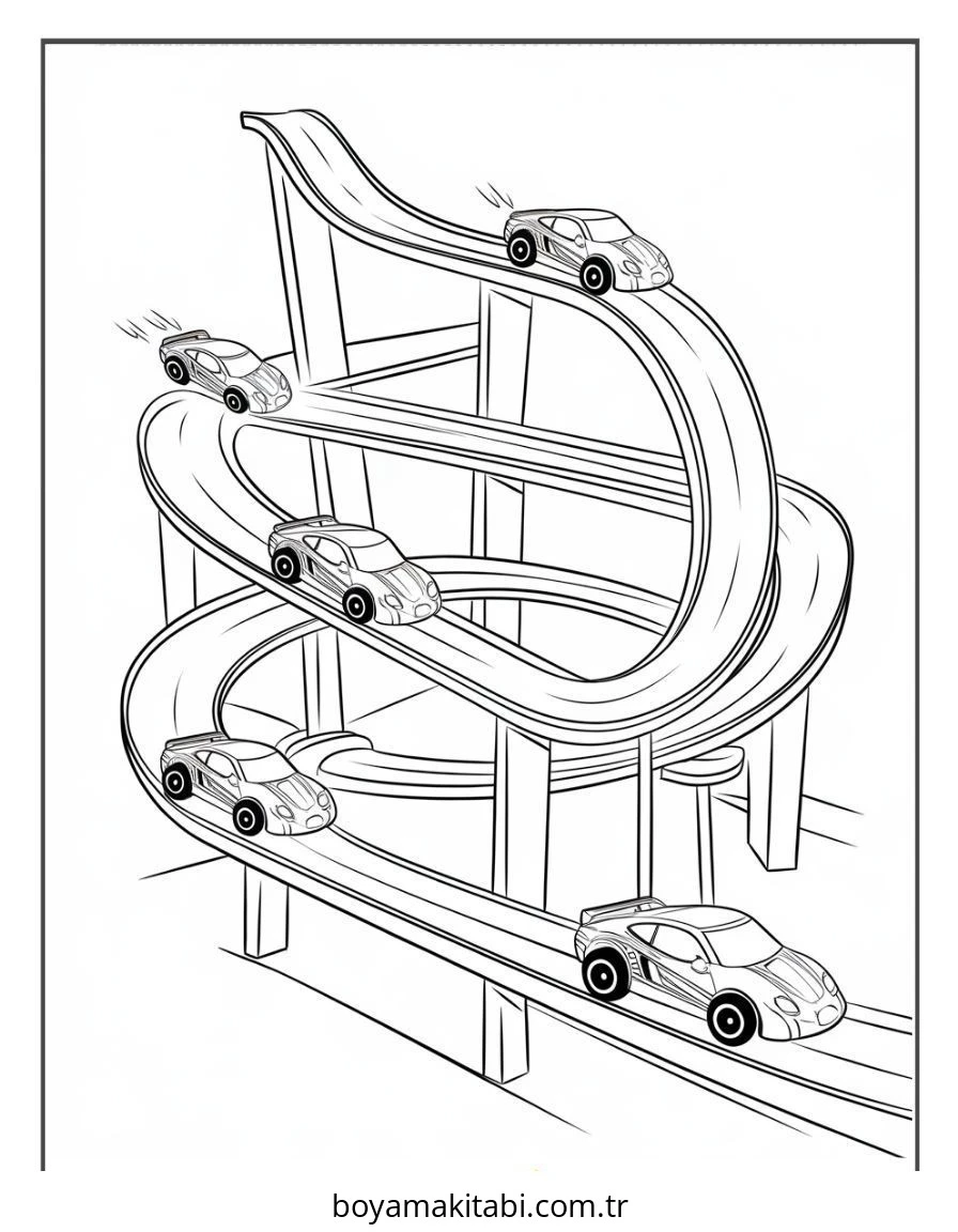 Hot Wheels boyama sayfası – PDF indir, sevimli karakter