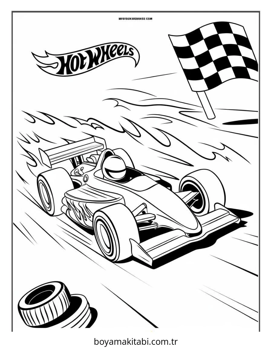 Hot Wheels boyama sayfası – boyama etkinliği, çocuk aktivitesi