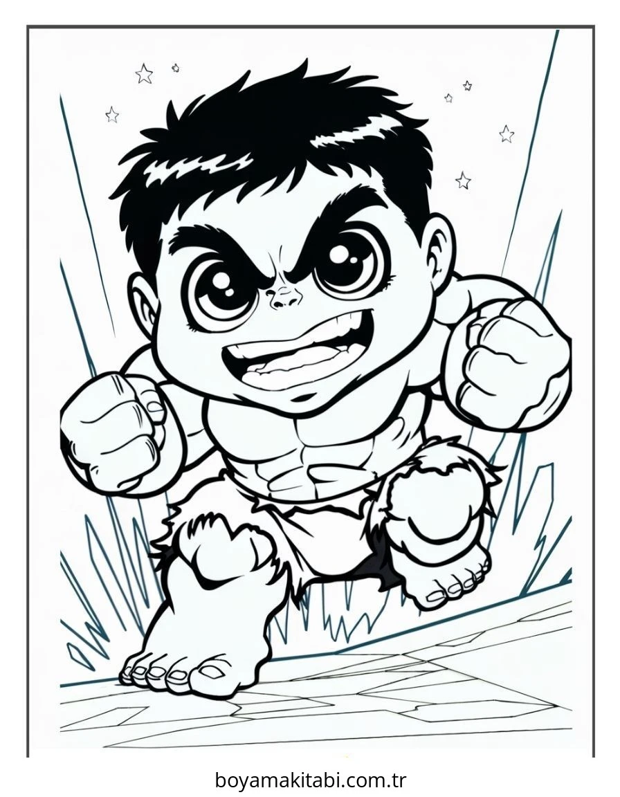 Hulk boyama sayfası – eğlenceli etkinlik, el becerilerini geliştirir