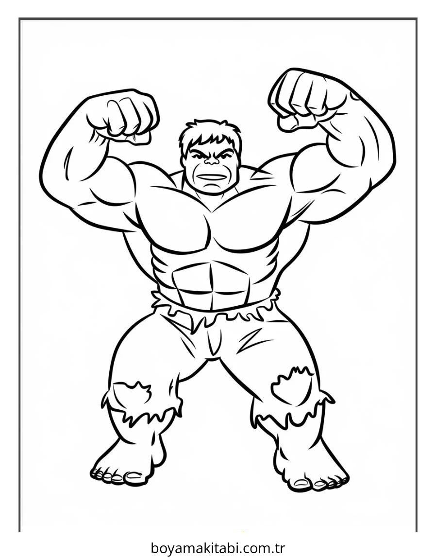 Hulk boyama sayfası – çizgi film temalı, basit çizim