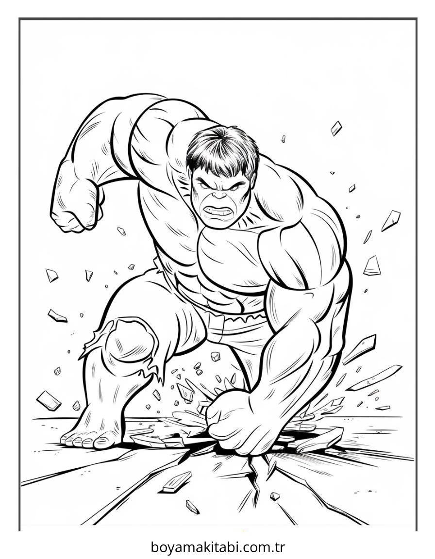 Hulk boyama sayfası – sanatsal çalışma, çocuklar için