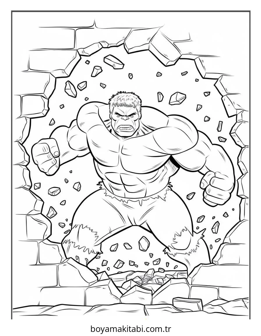 Hulk boyama sayfası – renkli çizimler, okul öncesi