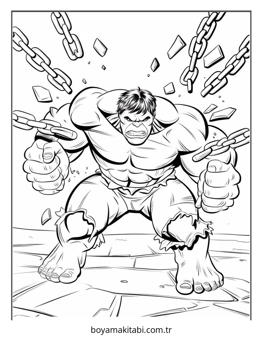 Hulk boyama sayfası – PDF indir, sevimli karakter