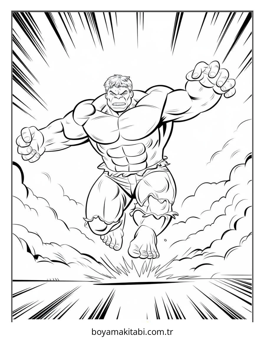 Hulk boyama sayfası – eğlenceli etkinlik, el becerilerini geliştirir