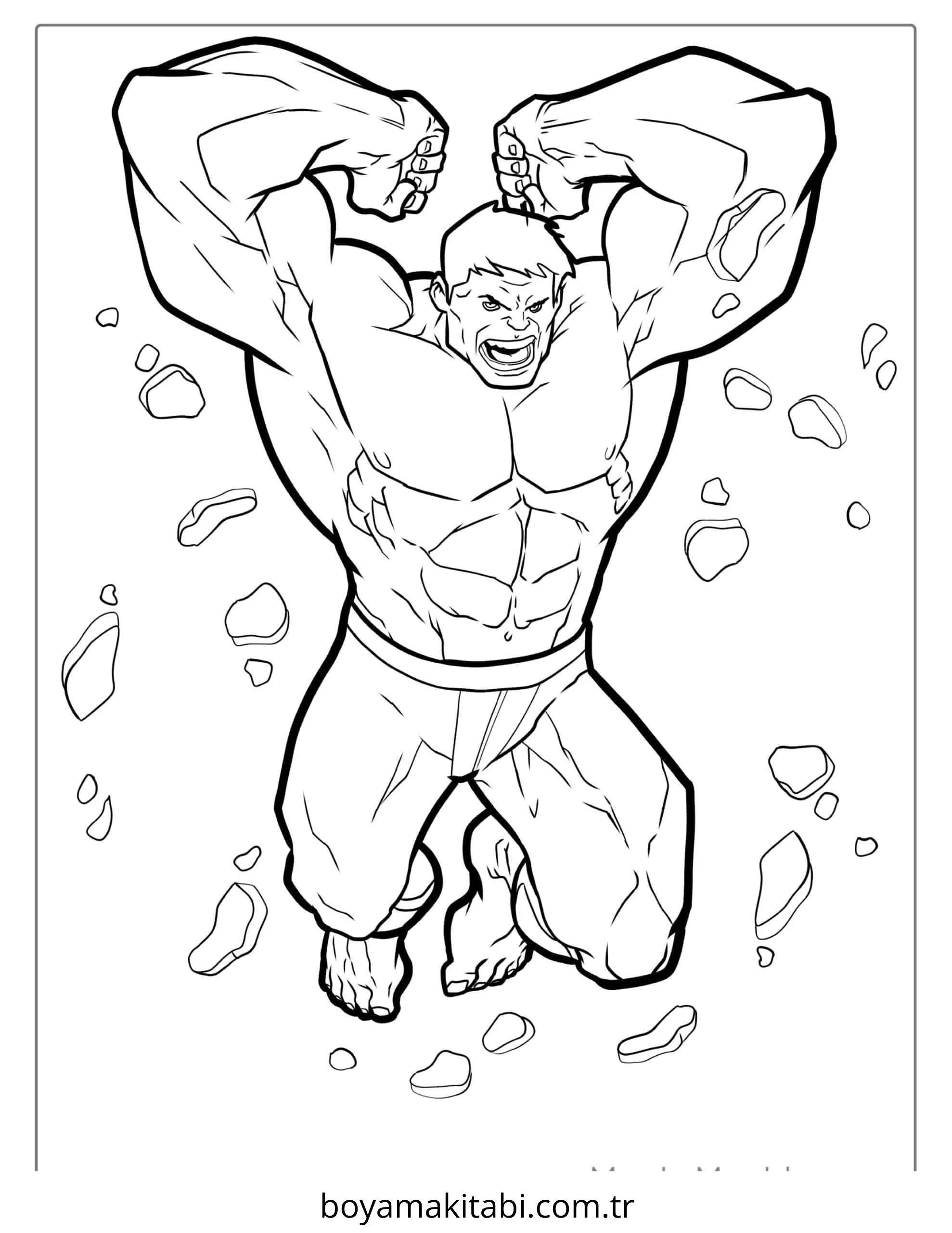 Hulk boyama sayfası – sevimli karakter, sanatsal çalışma