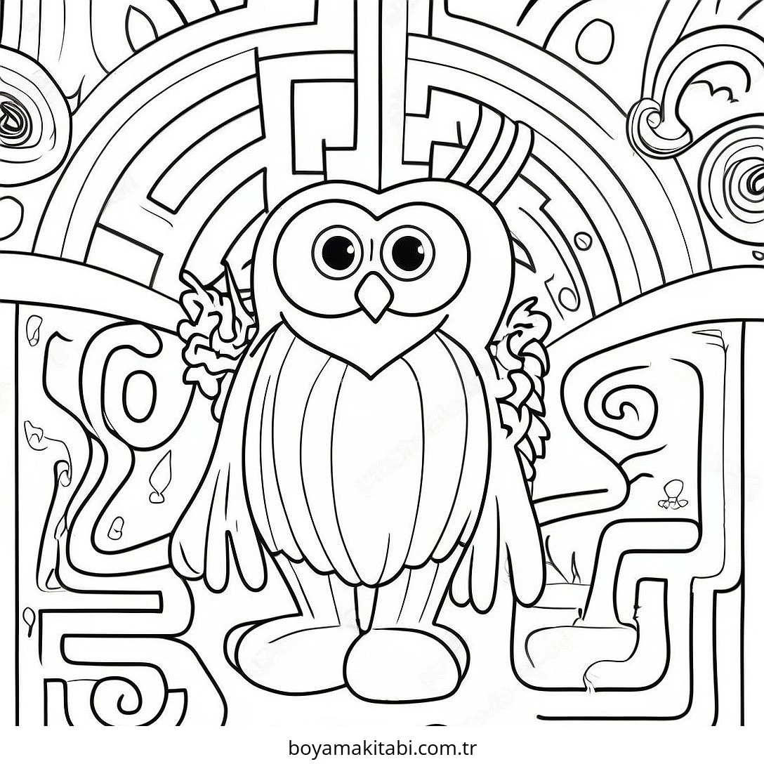 Labirent boyama sayfası – çocuk aktivitesi, PDF indir
