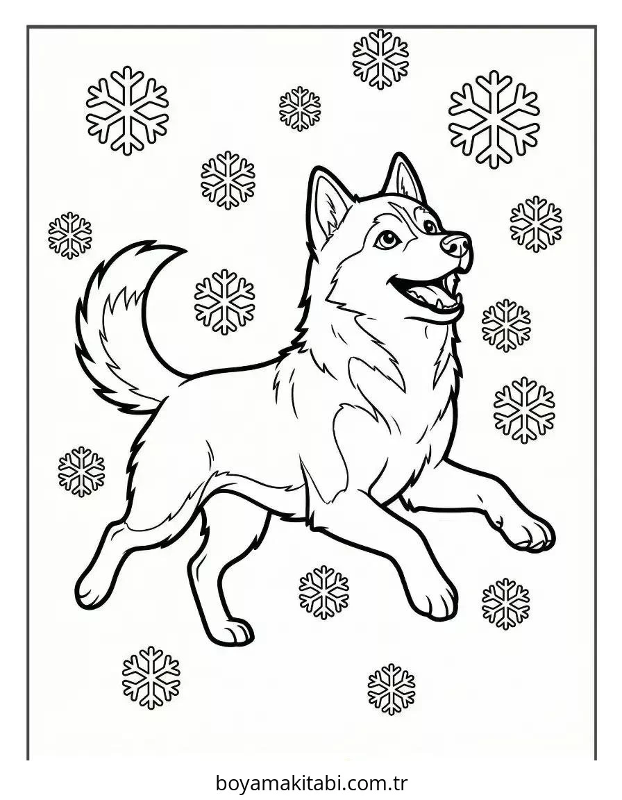 Husky boyama sayfası – evde etkinlik, ücretsiz yazdır