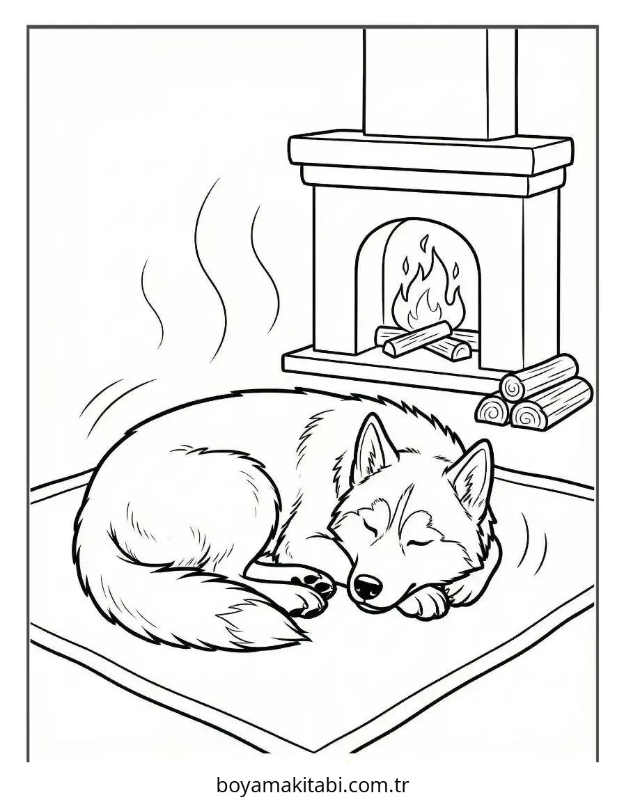 Husky boyama sayfası – basit çizim, kolay boyama