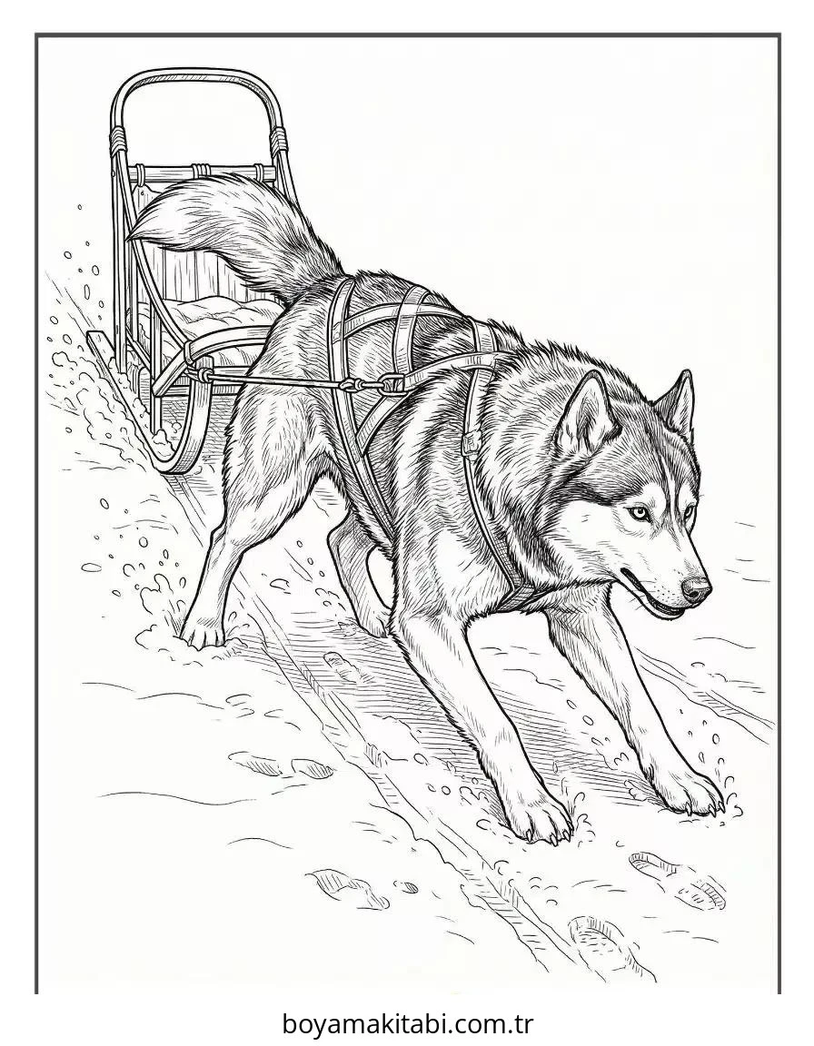 Husky boyama sayfası – yaratıcılık, eğlenceli etkinlik