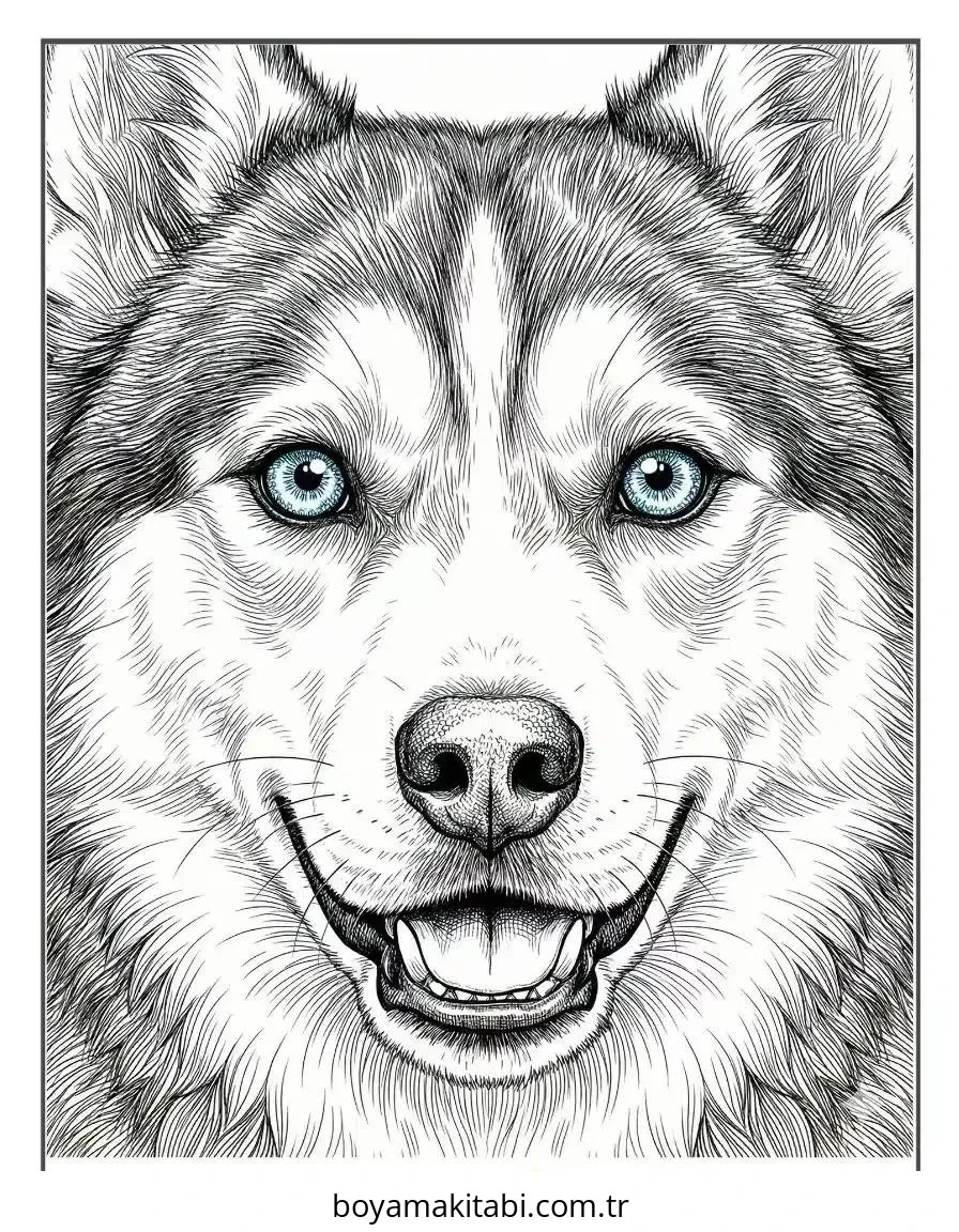 Husky boyama sayfası – PDF indir, sevimli karakter