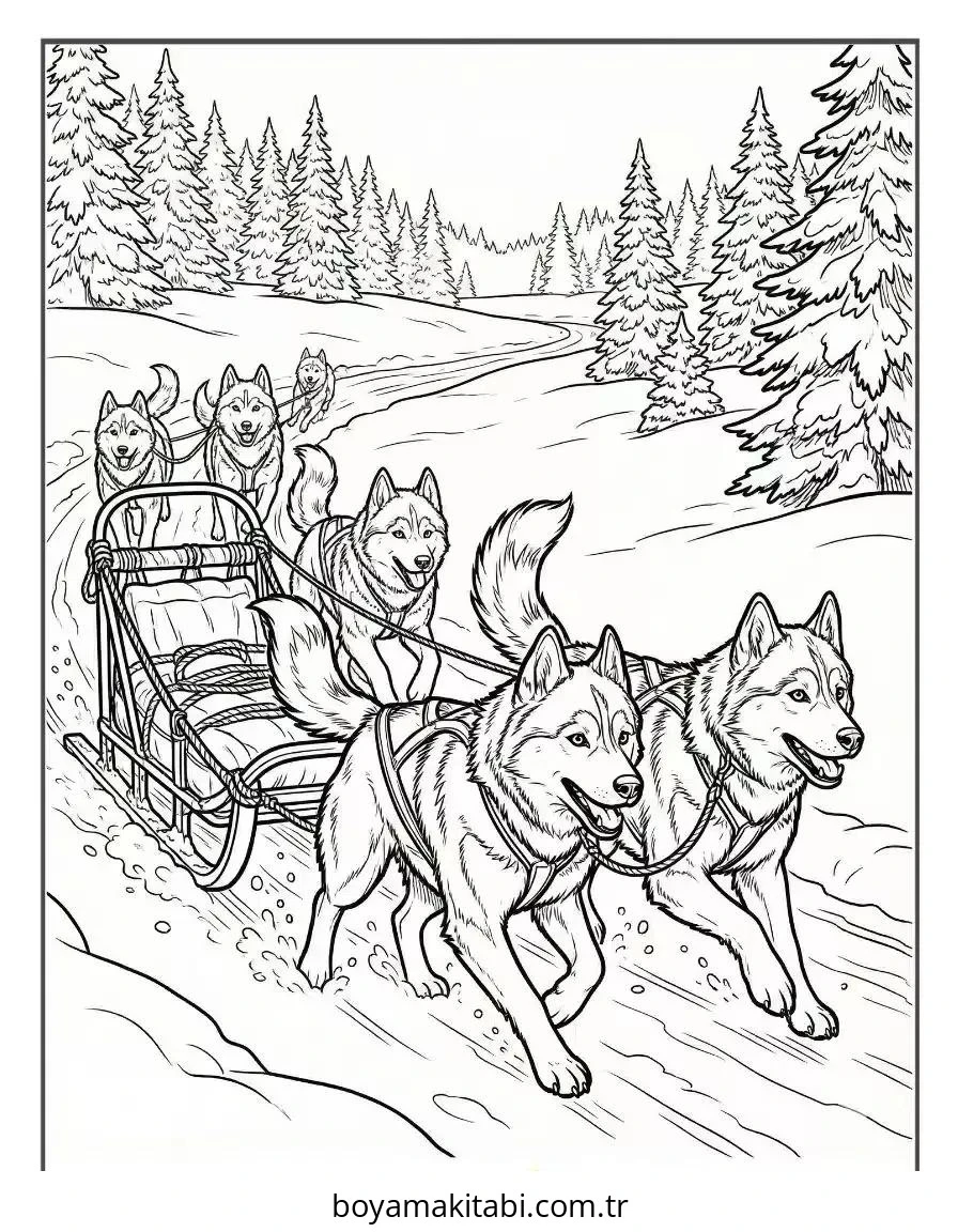 Husky boyama sayfası – eğlenceli etkinlik, el becerilerini geliştirir