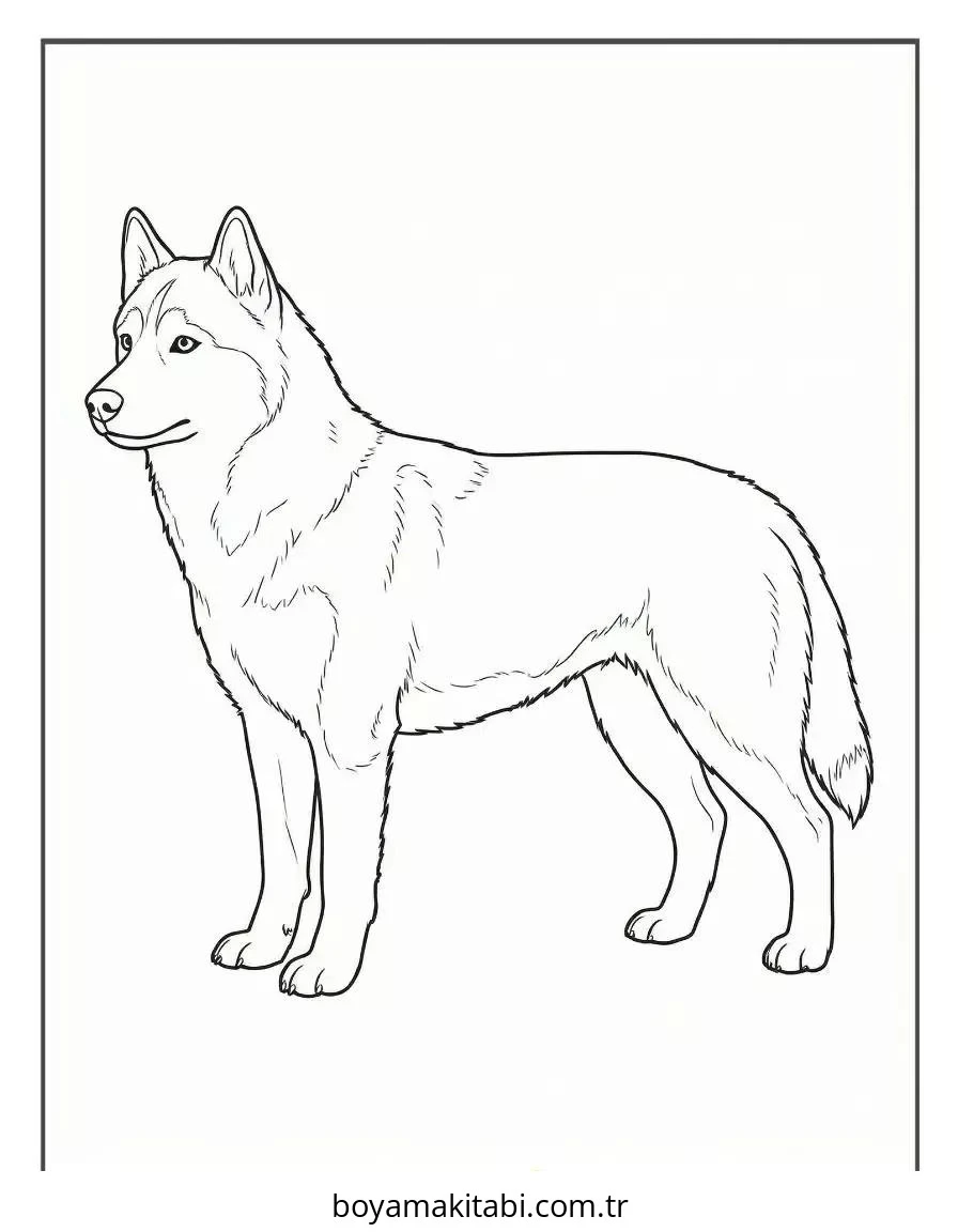 Husky boyama sayfası – okul öncesi, evde etkinlik