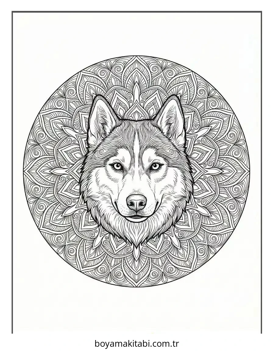 Husky boyama sayfası – boyama etkinliği, çocuk aktivitesi