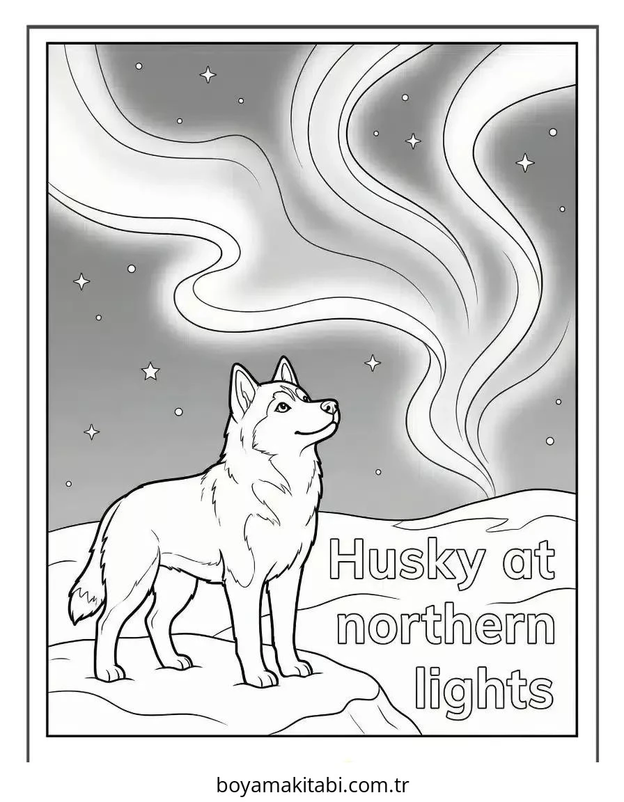 Husky boyama sayfası – PDF indir, sevimli karakter