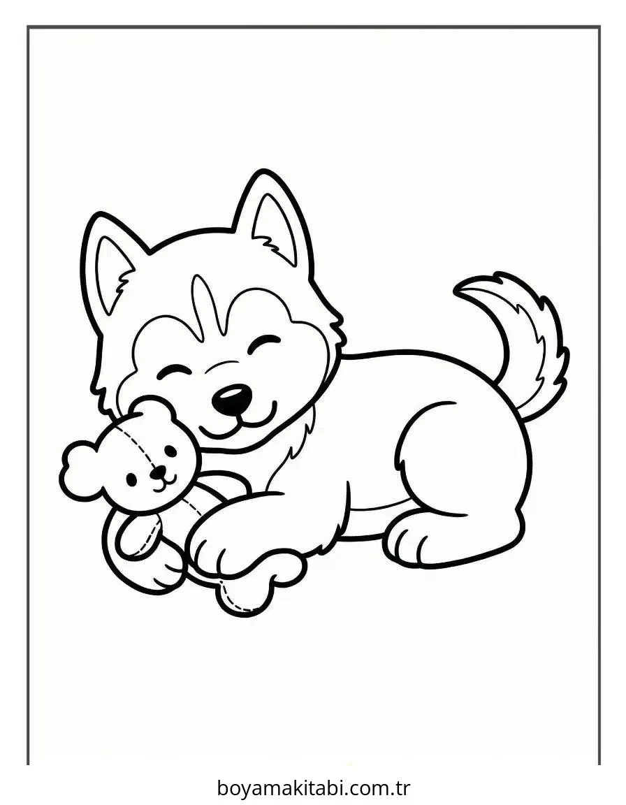 Husky boyama sayfası – kolay boyama, eğitici aktivite
