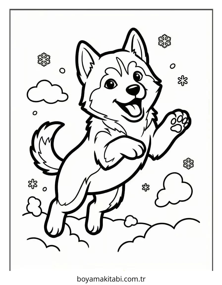 Husky boyama sayfası – sevimli karakter, sanatsal çalışma