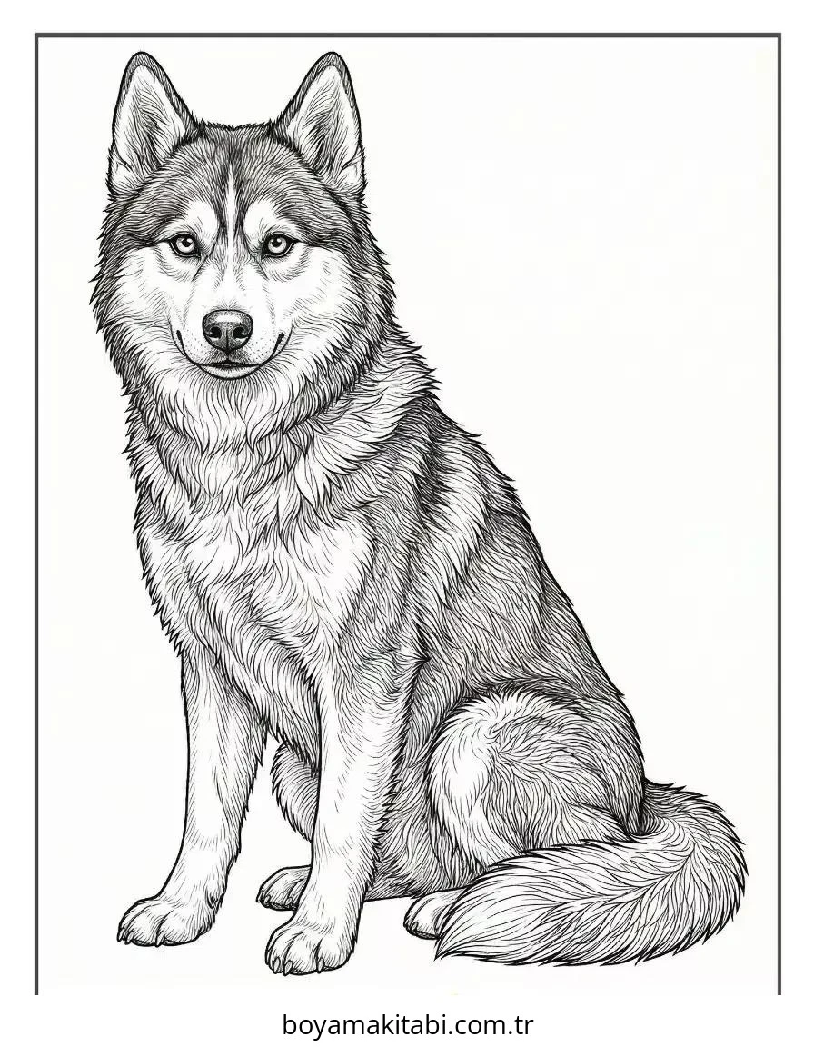 Husky boyama sayfası – eğitici aktivite, yaratıcılık