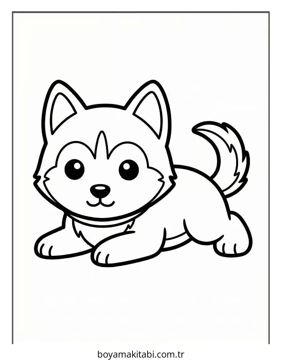 Husky boyama sayfası – keyifli zaman, renkli çizimler