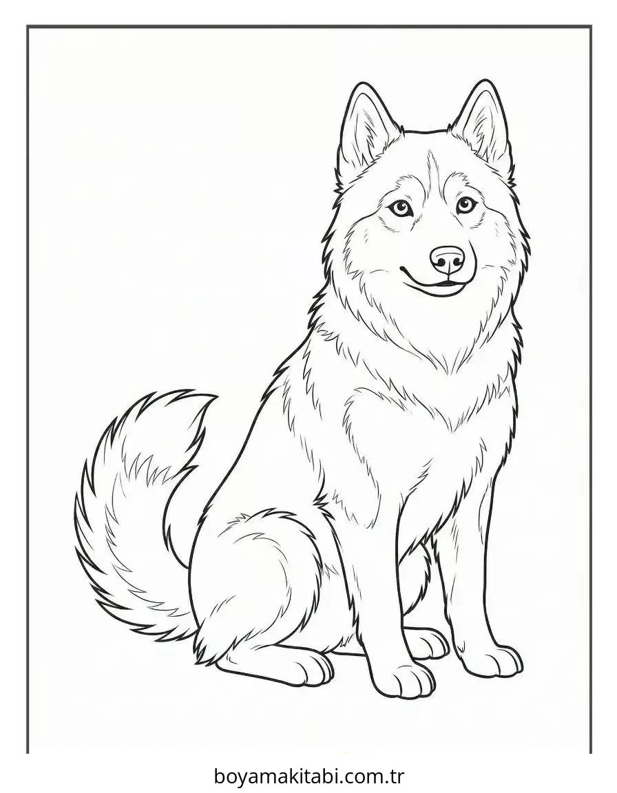 Husky boyama sayfası – sanatsal çalışma, çocuklar için