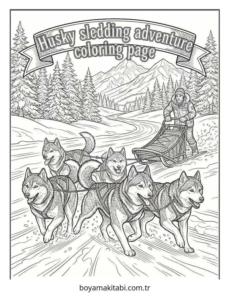 Husky boyama sayfası – boyama çalışması, yaratıcılığı geliştirir