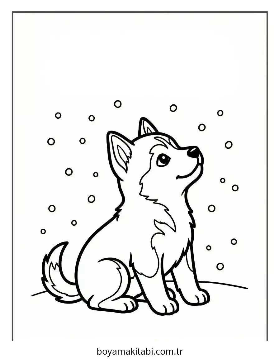 Husky boyama sayfası – renkli çizimler, okul öncesi