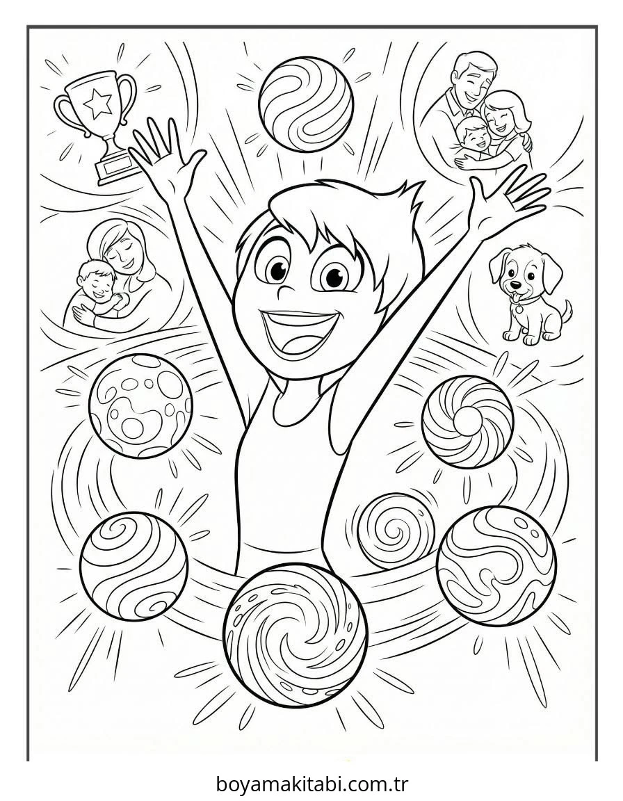 Inside Out boyama sayfası – keyifli zaman, renkli çizimler