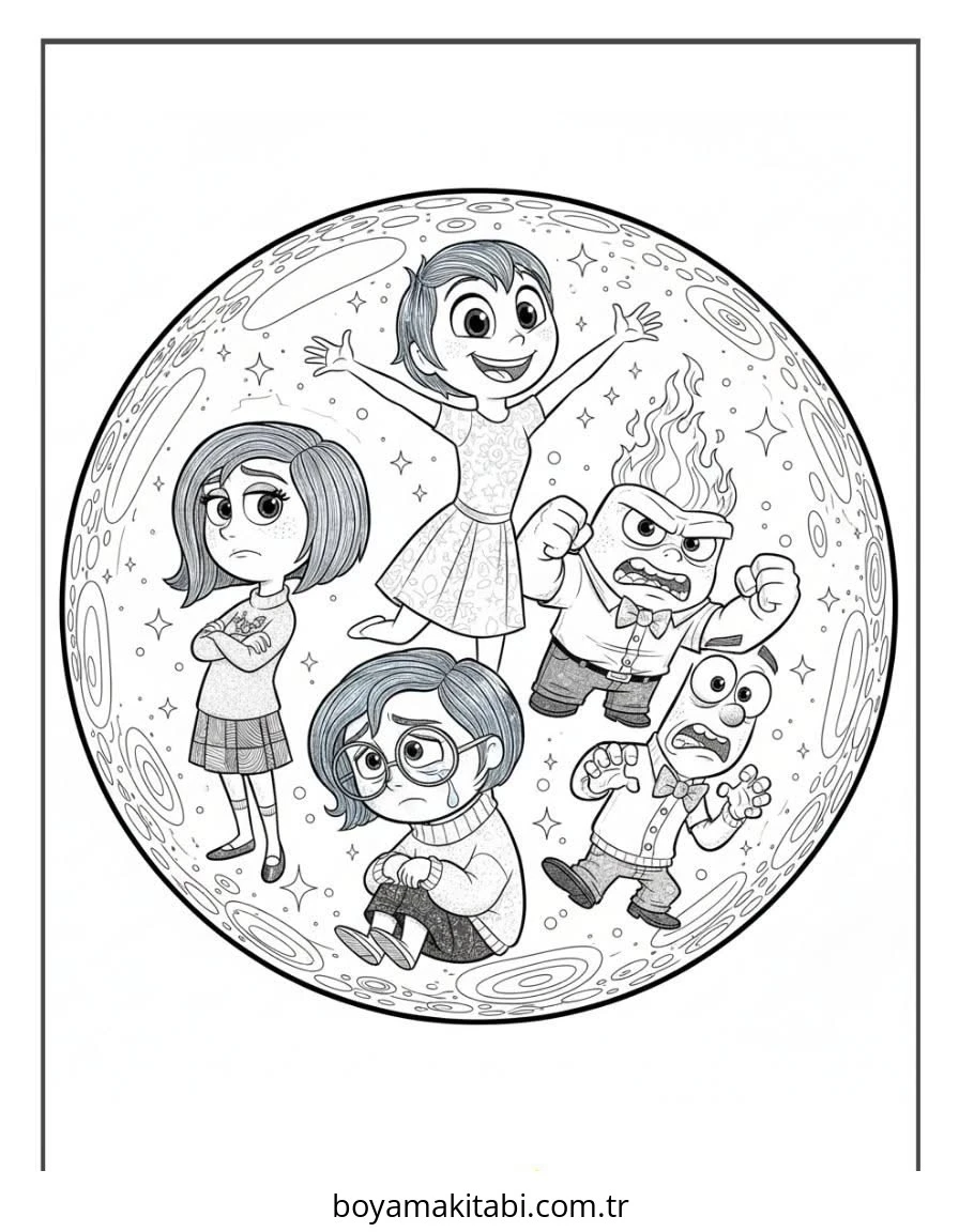 Inside Out boyama sayfası – kolay boyama, eğitici aktivite