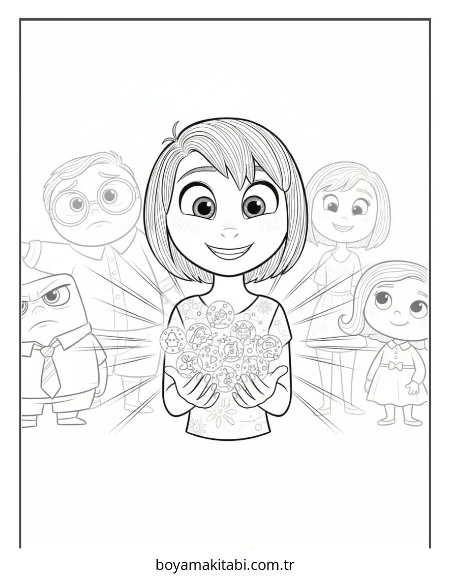 Inside Out boyama sayfası – eğlenceli etkinlik, el becerilerini geliştirir