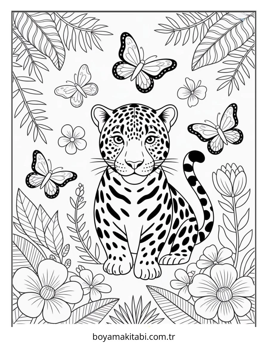 Jaguar boyama sayfası – eğitici aktivite, yaratıcılık