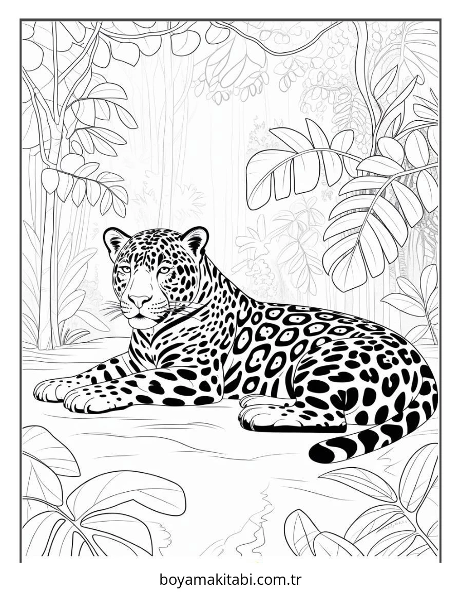 Jaguar boyama sayfası – çocuk aktivitesi, PDF indir