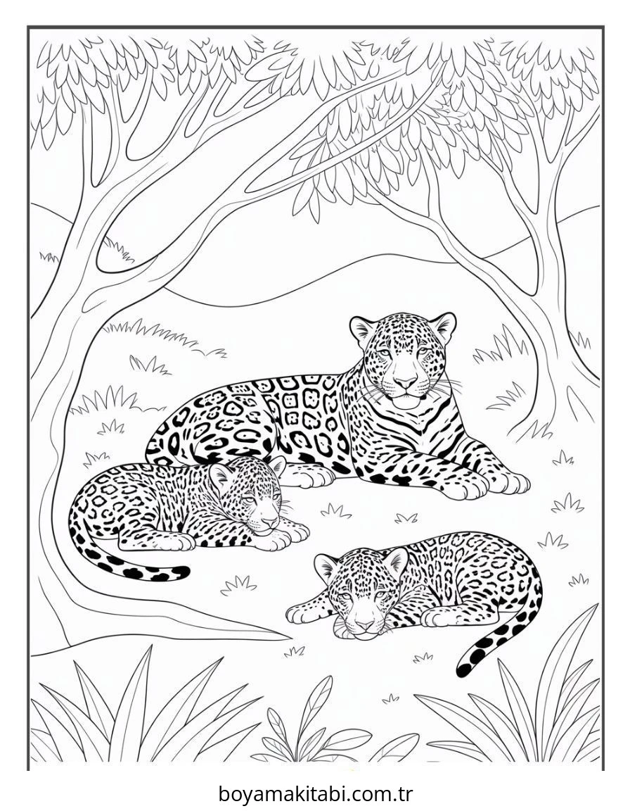 Jaguar boyama sayfası – PDF indir, sevimli karakter
