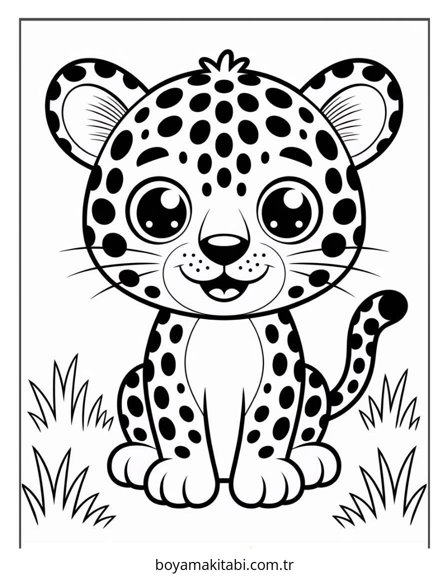 Jaguar boyama sayfası – kolay boyama, eğitici aktivite