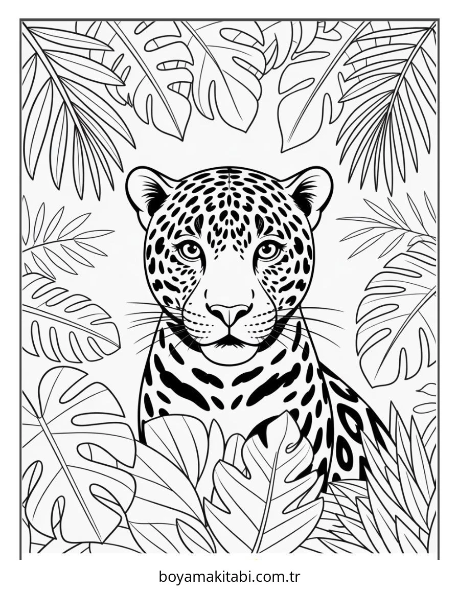 Jaguar boyama sayfası – el becerilerini geliştirir, boyama çalışması