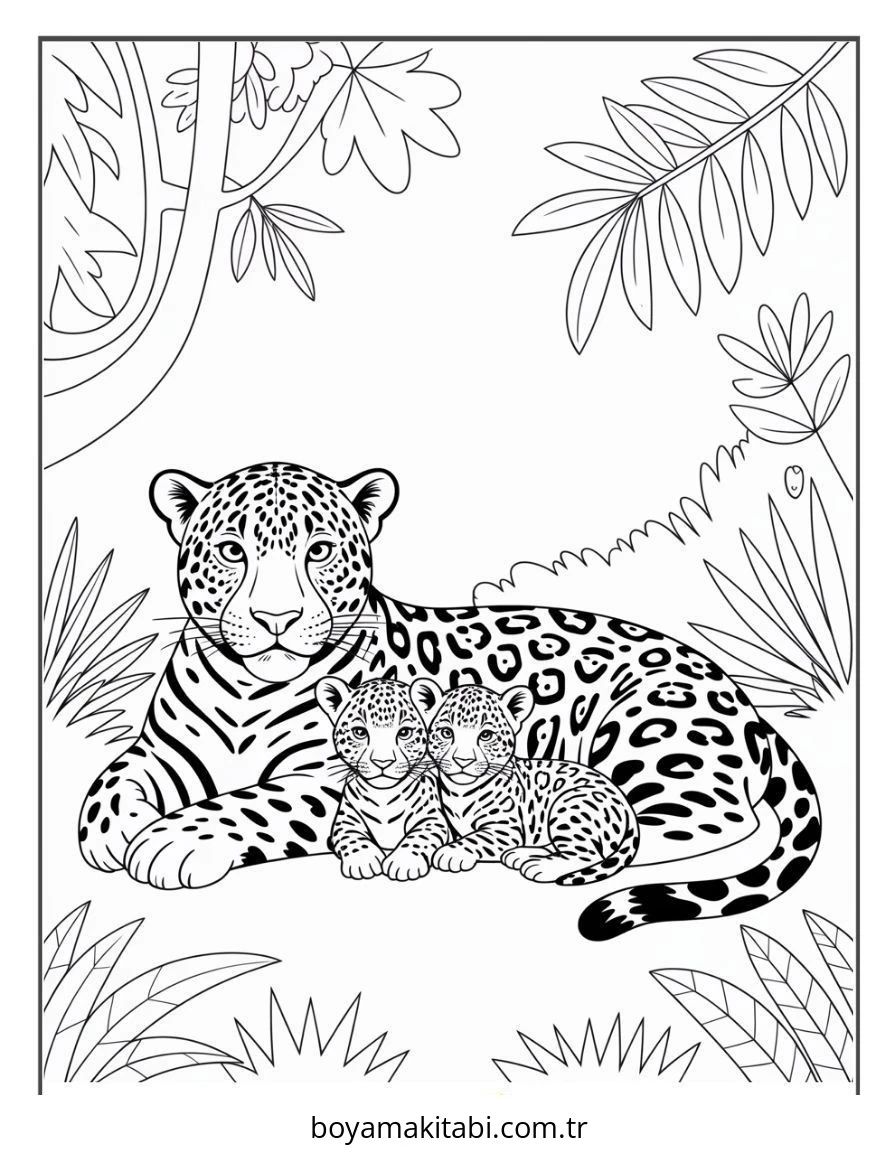 Jaguar boyama sayfası – çocuk aktivitesi, PDF indir