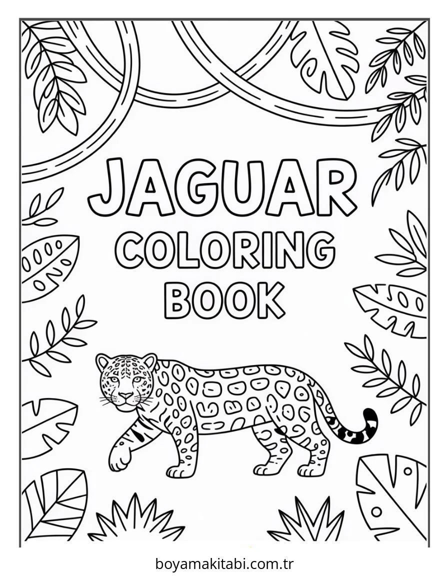 Jaguar boyama sayfası – basit çizim, kolay boyama