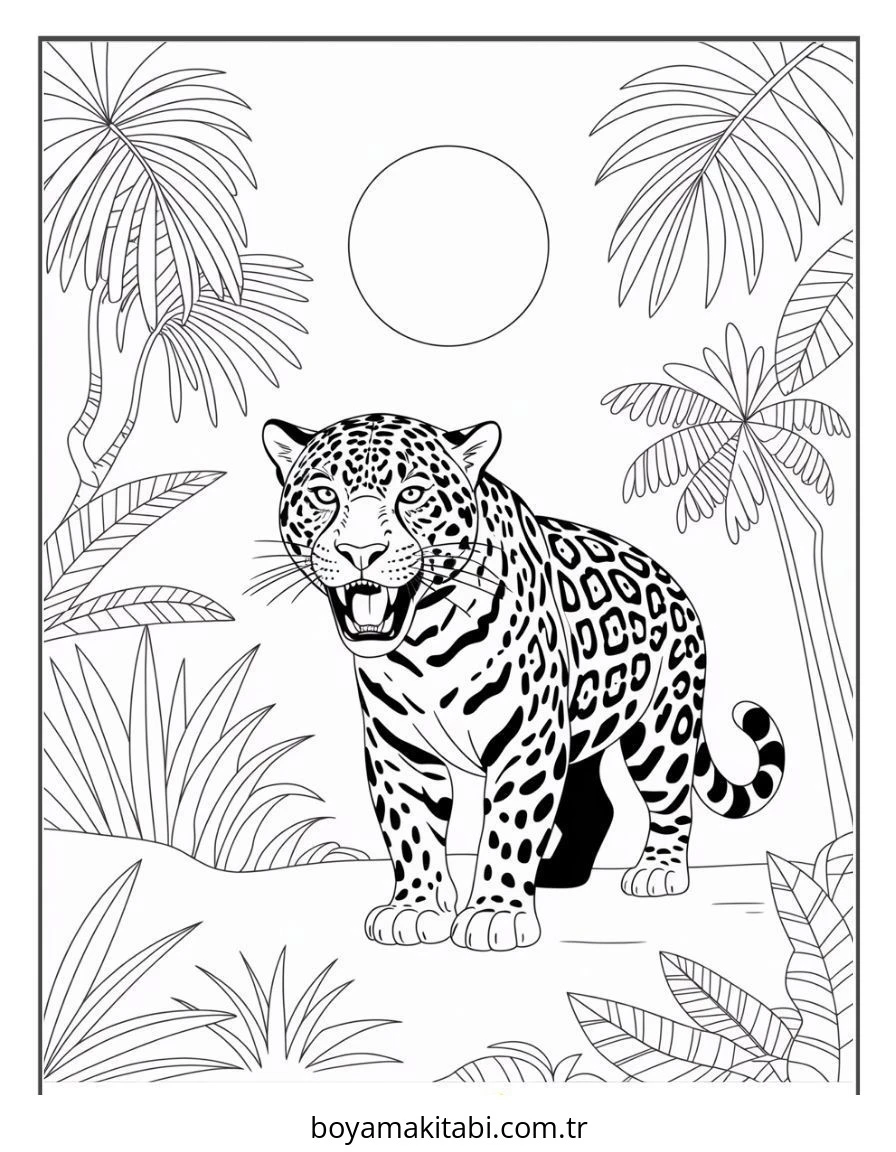 Jaguar boyama sayfası – boyama çalışması, yaratıcılığı geliştirir