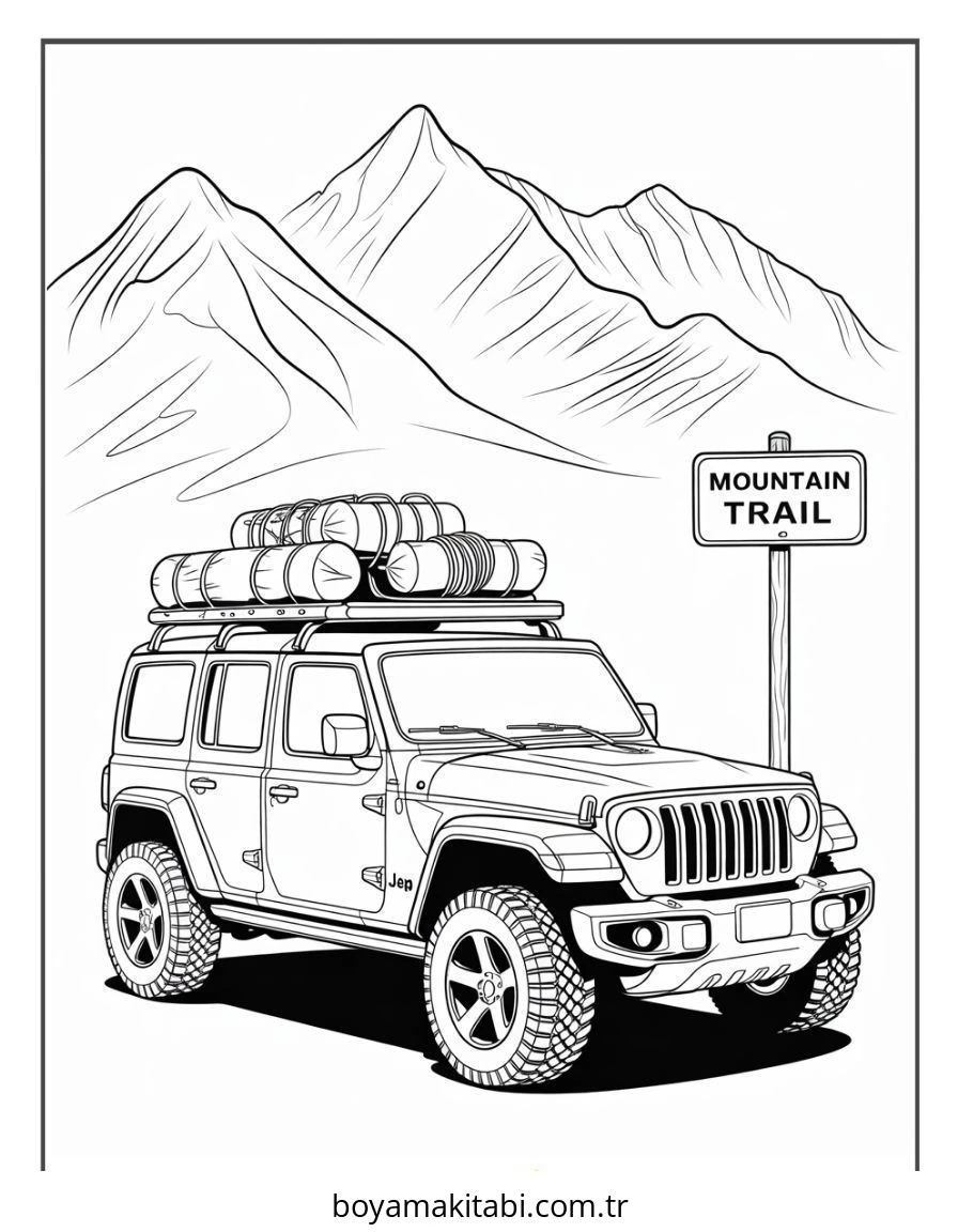 Jeep boyama sayfası – ücretsiz yazdır, boyama etkinliği