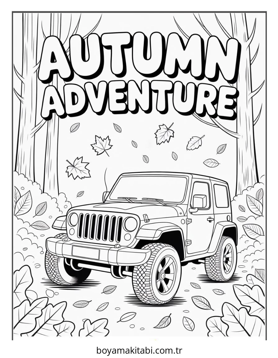 Jeep boyama sayfası – PDF indir, sevimli karakter