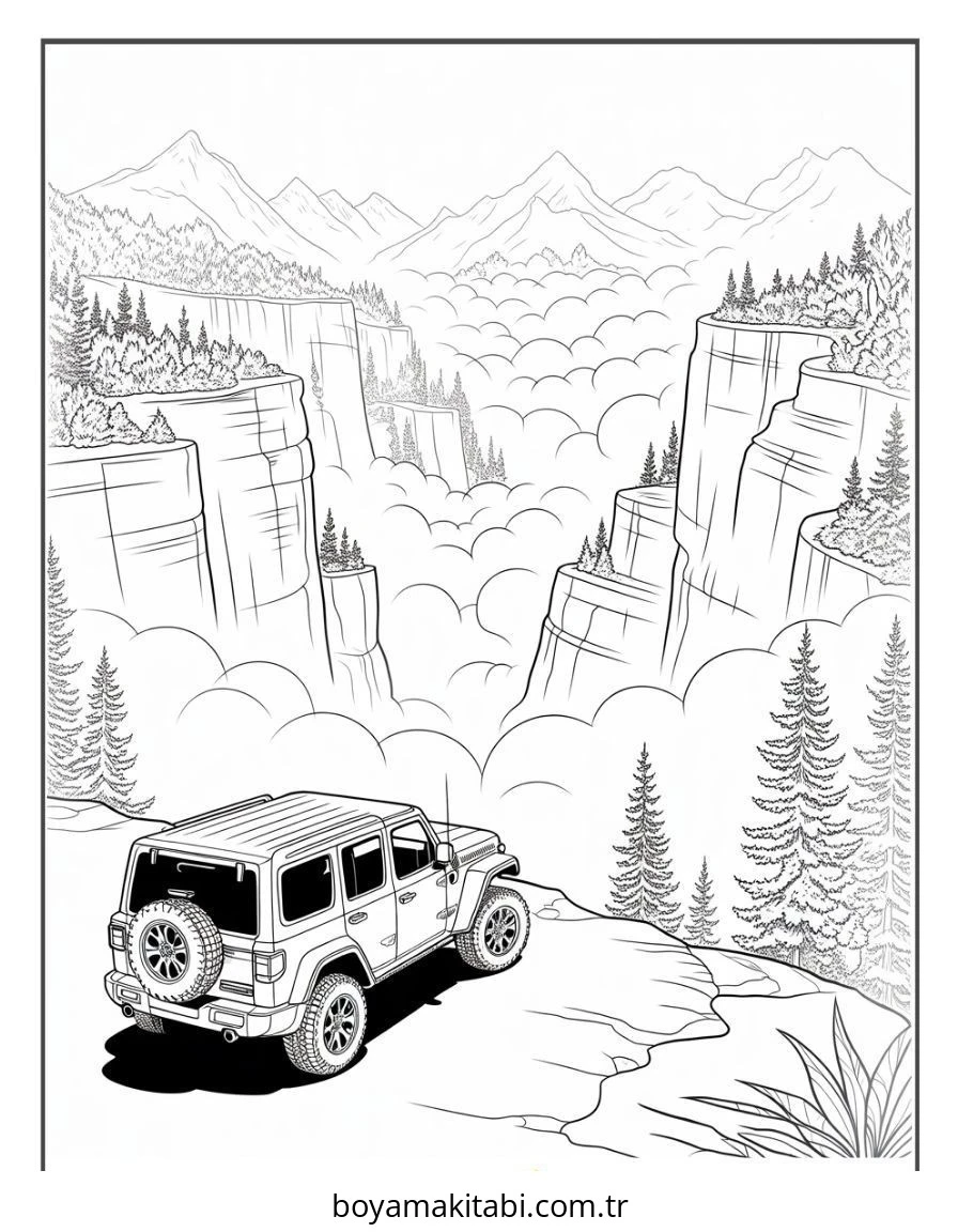 Jeep boyama sayfası – okul öncesi, evde etkinlik