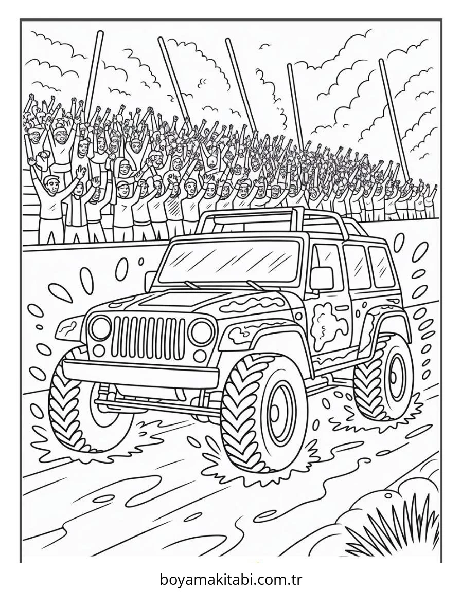 Jeep boyama sayfası – eğitici aktivite, yaratıcılık