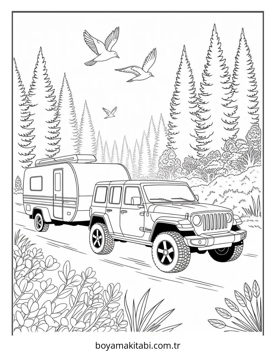 Jeep boyama sayfası – yaratıcılık, eğlenceli etkinlik