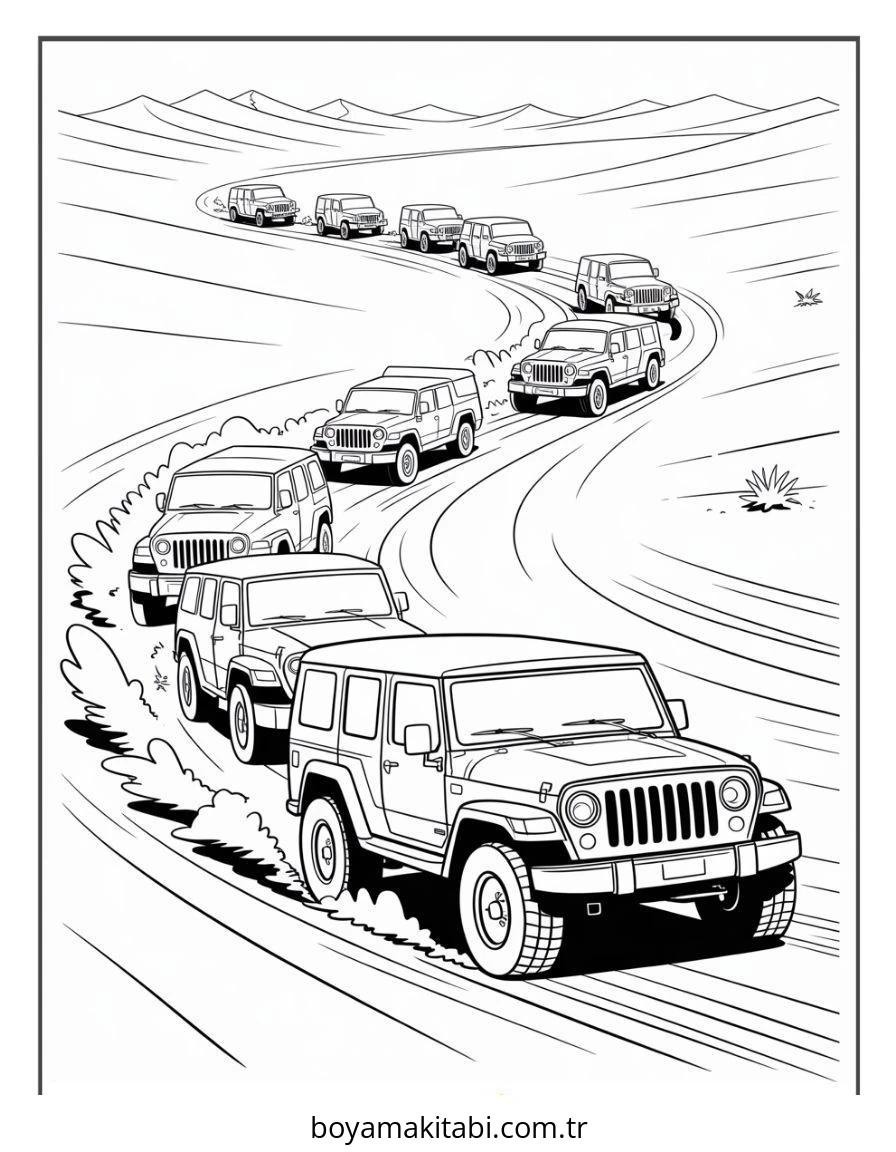 Jeep boyama sayfası – yaratıcılığı geliştirir, keyifli zaman