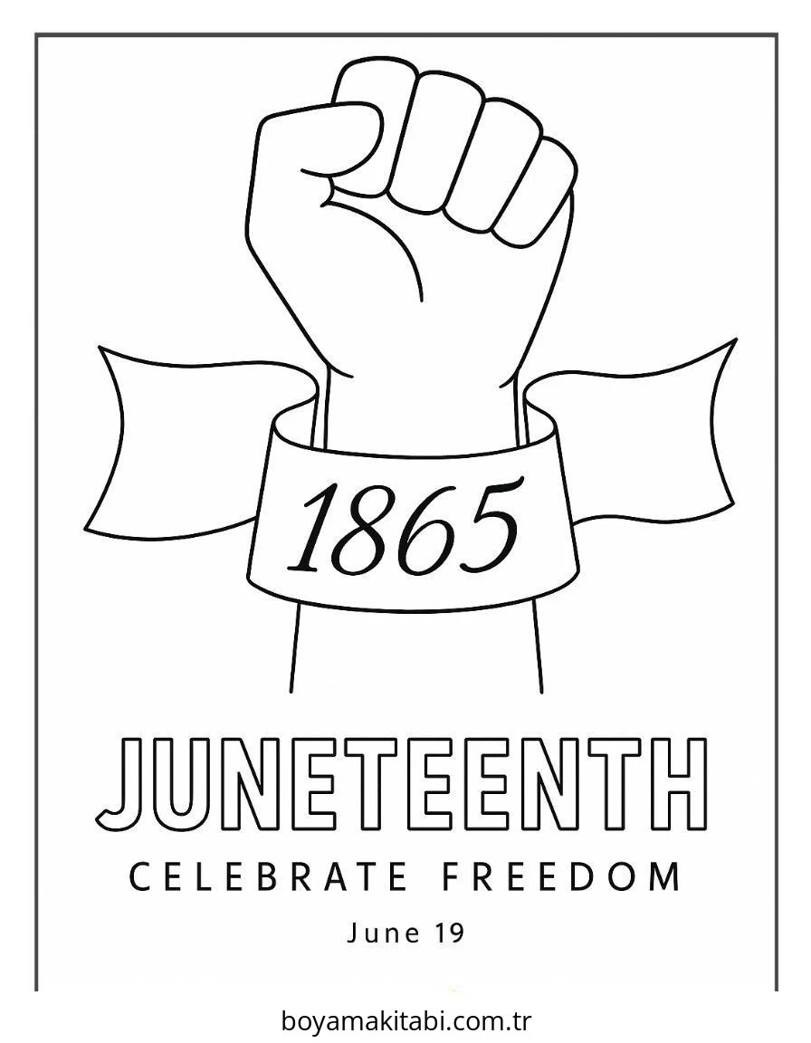 Juneteenth boyama sayfası – el becerilerini geliştirir, boyama çalışması