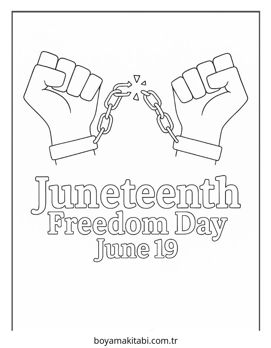 Juneteenth boyama sayfası – sanatsal çalışma, çocuklar için