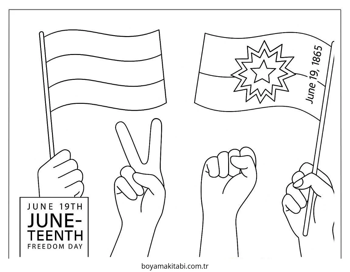Juneteenth boyama sayfası – basit çizim, kolay boyama