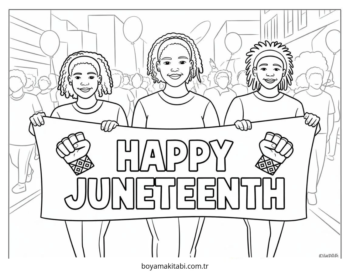 Juneteenth boyama sayfası – boyama çalışması, yaratıcılığı geliştirir